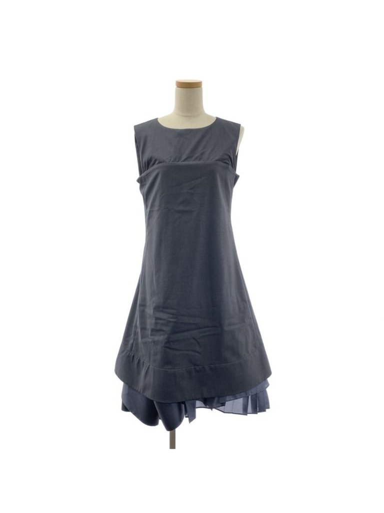 Celine Silk Pleated Layered Volume Dress 36 Gray